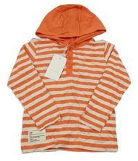 Nové - Korálovo-béžové pruhované triko s kapucí Leigh Tucker