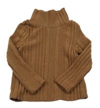 Hnědý žebrovaný úpletový rolák Shein