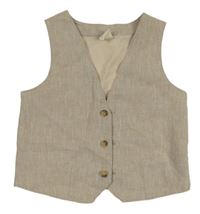 Béžová melírovaná lněná slavnostní vesta H&M