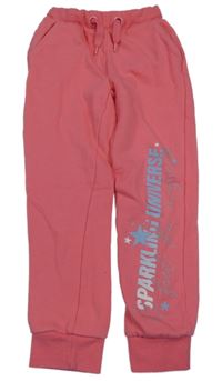 Tmavorůžové tepláky s nápisem Dopodopo