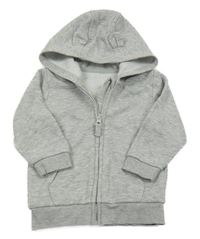 Sivá melírovaná prepínaci mikina s kapucňou s uškami George