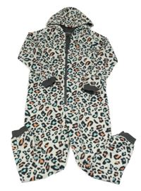 Světlešedá vzorovaná fleecová kombinéza s kapucí Pepperts