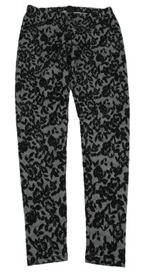 Čierno-sivé kvetované legíny Y.F.K.