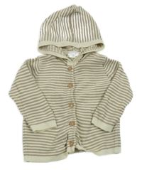 Krémovo-béžový pruhovaný prepínaci sveter s kapucňou Ergee