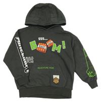 Antracitová mikina s Minecraft a kapucí