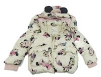 Smetanová šusťáková zimní bunda s Minnie a kapucí Primark