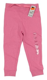 Nové - Neonově růžové tepláky s nápisem Dunnes