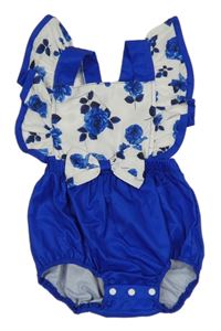 Nové - Safírovo-bílé body s květinami a mašlí Shein