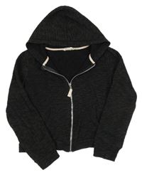 Čierna melírovaná prepínaci crop mikina s kapucňou H&M