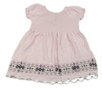 Ružovo-biele pruhované bavlnené šaty so vzorom Dopodopo