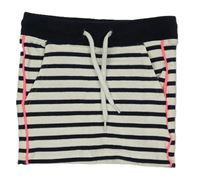 Bielo-tmavomodrá pruhovaná tepláková sukňa Hema