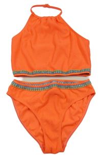Neónově oranžové dvoudílné plavky Matalan