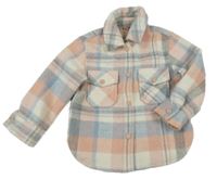 Smetanovo-ružovo-svetlomodrá kockovaná košeľová bunda George