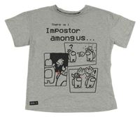 Šedé melírované tričko s Among Us Primark