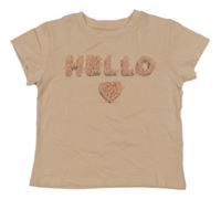 Pudrové tričko s nápisom a srdiečkom H&M