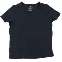 Tmavomodré rebrované tričko H&M