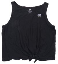 Čierny crop top s palmou H&M