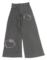 Šedé široké tregíny riflového vzhledu s Hello Kitty H&M