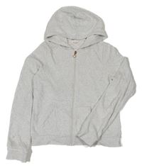 Svetlosivá melírovaná zamatová prepínaci crop mikina s kapucňou H&M
