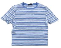 Bielo-modré pruhované crop tričko New Look