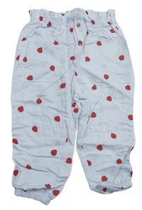 Světlemodré melírované lehké kalhoty s jahodami H&M