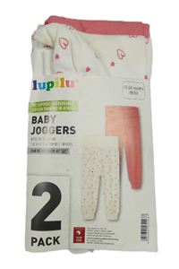 2x lehké tepláky - růžové + bílé se srdíčky Lupilu