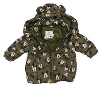Khaki šusťáková zimní bunda s Mickeym a kapucí pr