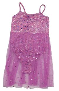 Růžové vzorované body s tylovou sukní Shein