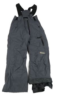 Tmavošedé šusťákové funkční oteplovačky s kšandami 