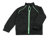 Černá sportovní propínací mikina se zeleným zipem 