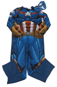 Kostým - 2 set - modrý vzorovaný overal + maska - kapitán Amerika Marvel