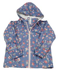 Modro-červená kvetovaná nepromokavá bunda s kapucňou Lupilu