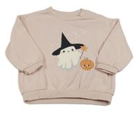 Svetloružová mikina s duchem H&M