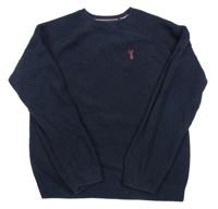 Tmavomodrý sveter s výšivkou Next