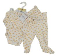 Nové - 3 set - bílé body s duhami + polodupky + čepice 