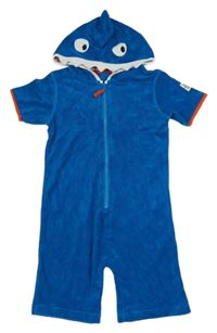 Modrý froté kraťasový overal s kapucňou Next