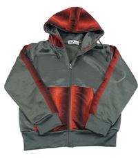 Sivo-červená športová prepínaci mikina s kapucňou