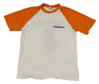 Bielo-oranžové tričko s nápisom