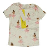 Nové - biele tričko s baletkami shein