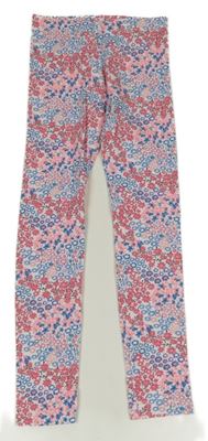 Bielo-modro-ružové kvetované legíny Pep&Co