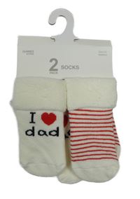 Nové - 2x ponožky - bílé s nápisem + bílo-červené pruhované dunnes