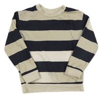 Béžovo-tmavomodrá pruhovaná ľahká mikina H&M