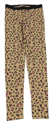 Béžovo-čierne leopardí legíny Pepperts