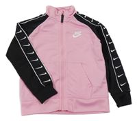 Růžovo-černá sportovní propínací mikina s logem Nike