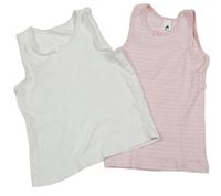 2x košilka - růžovo-bílá pruhovaná + biela