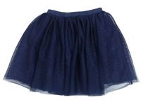 Tmavomodrá trblietavá tylová sukňa H&M