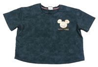 Tmavozelené crop tričko s Mickeym George