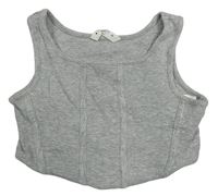 Sivý rebrovaný crop top Matalan