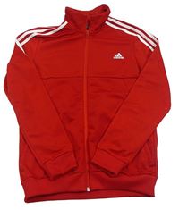 Červená propínací sportovní mikina s pruhy Adidas