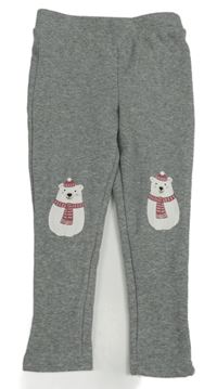 Šedé zateplené legíny s medvídky Primark